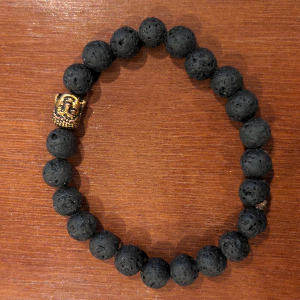 Lava rock Buddha bracelet